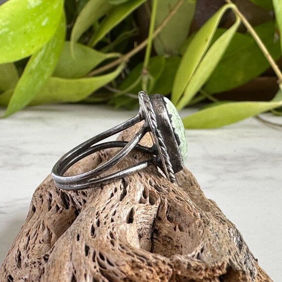 Early Vintage Native American Navajo Cerrillos Turquoise Sterling Silver Ring - Picture 4 of 6